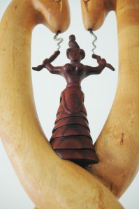 Prestess/Goddess at top of broom.  Detail